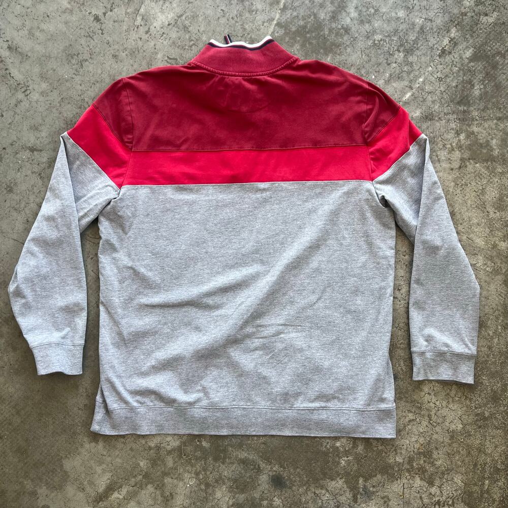 Ben Sherman XL 1/4 Zip Pullover Red Gray Colorblock Knit Sweater - Picture 14 of 14